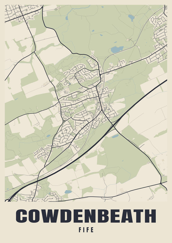 Cowdenbeath Street Map Poster