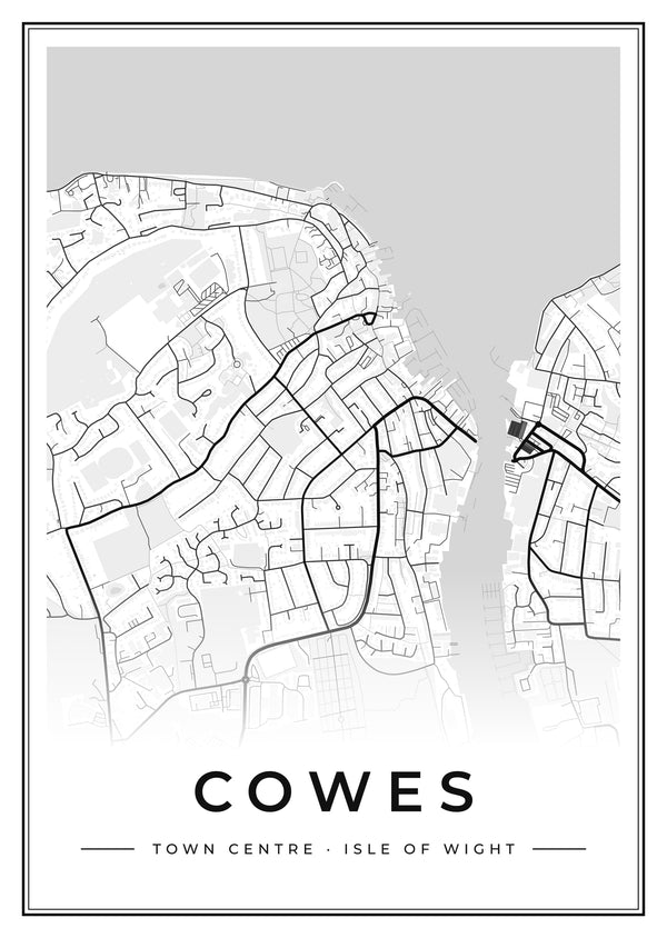 Cowes Town Centre Street Map Poster