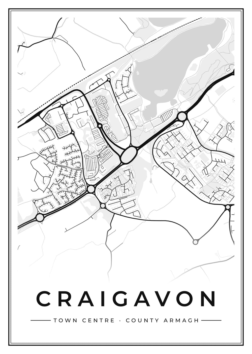 Craigavon Town Centre Street Map Poster