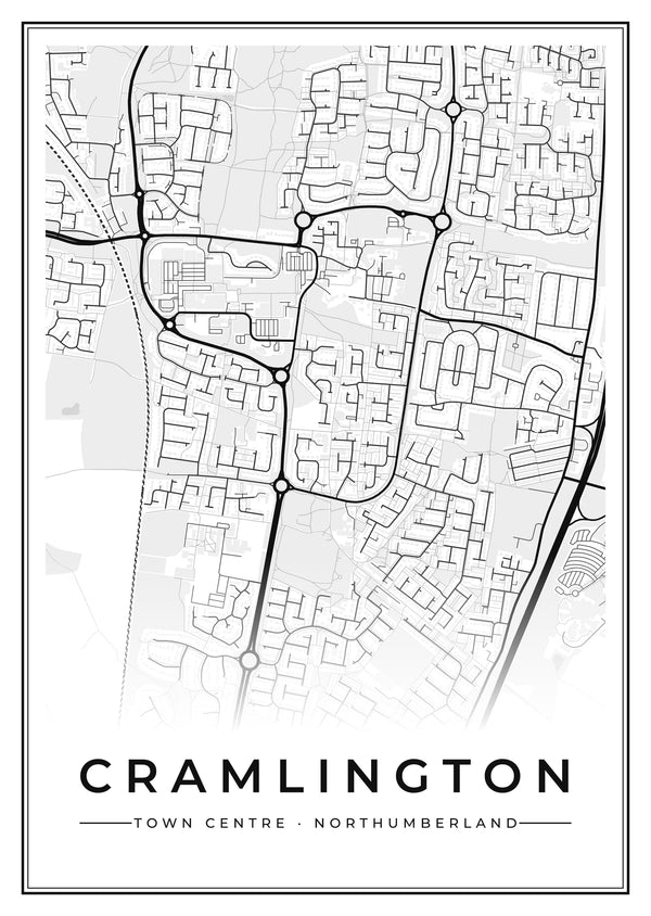 Cramlington Town Centre Street Map Poster