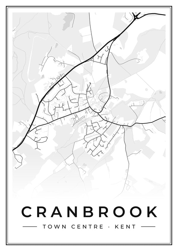 Cranbrook Town Centre Street Map Poster