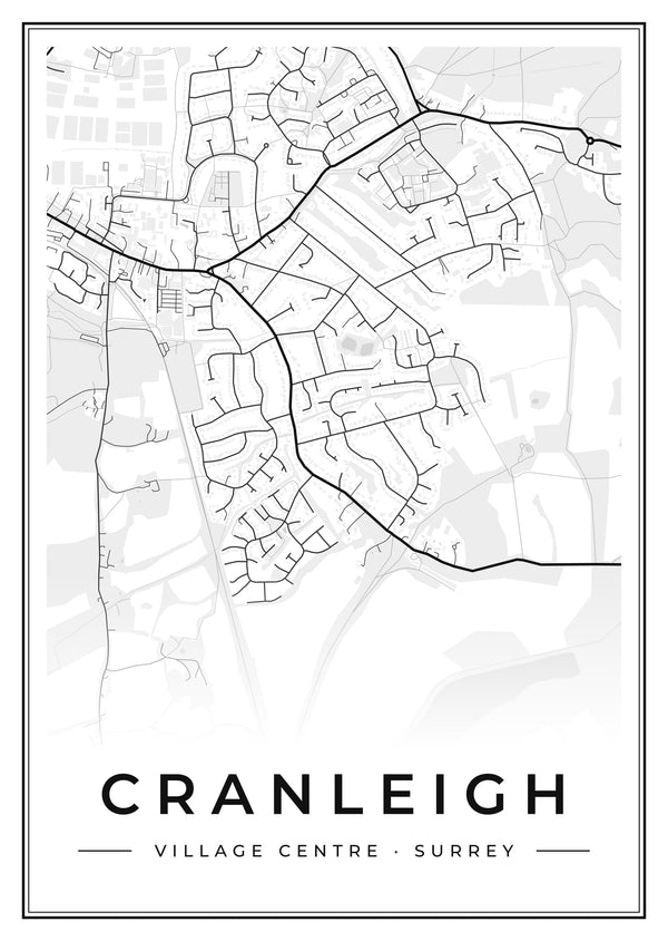 Cranleigh Village Centre Street Map Poster