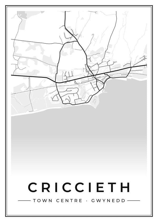 Criccieth Town Centre Street Map Poster