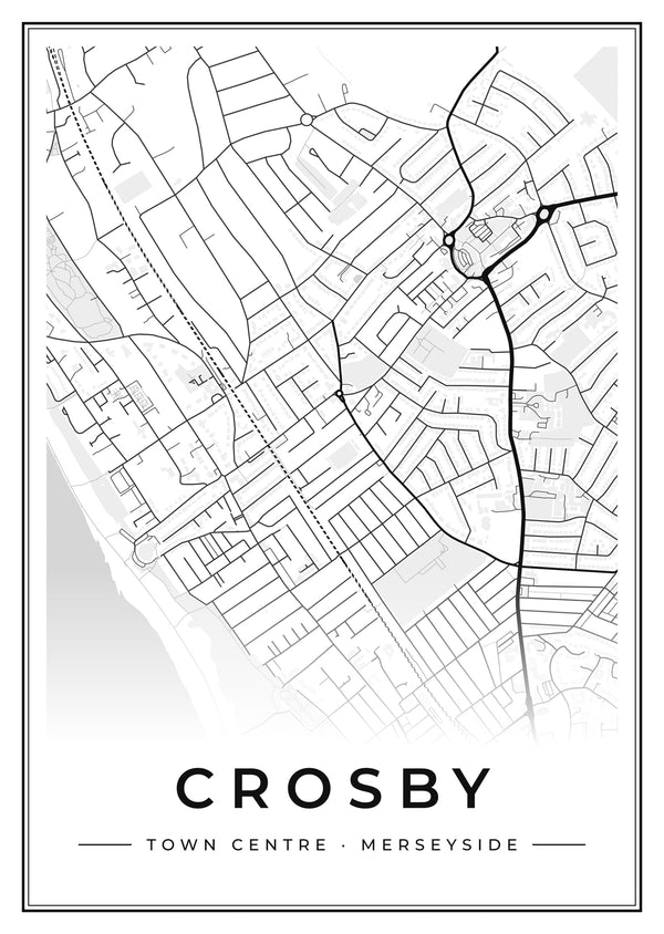 Crosby Town Centre Street Map Poster