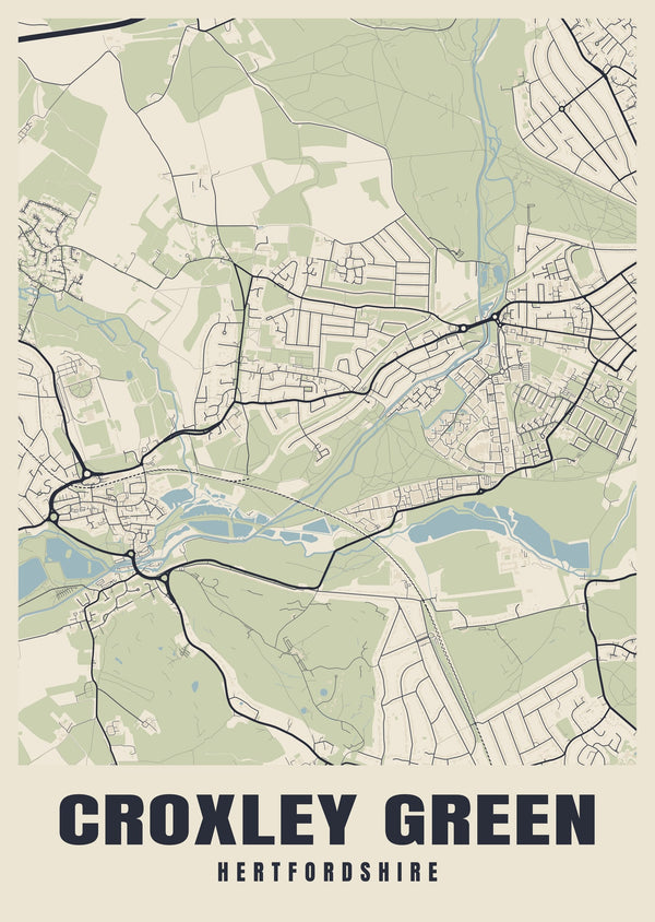 Croxley Green Street Map Poster