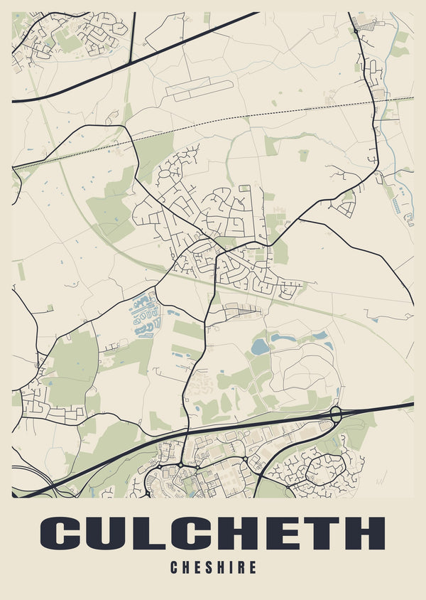 Culcheth Street Map Poster
