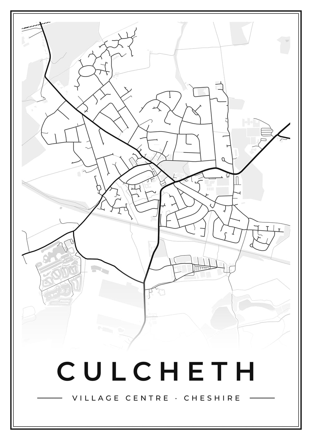 Culcheth Village Centre Street Map Poster