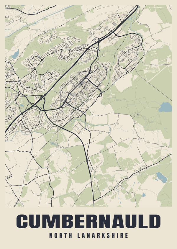 Cumbernauld Street Map Poster