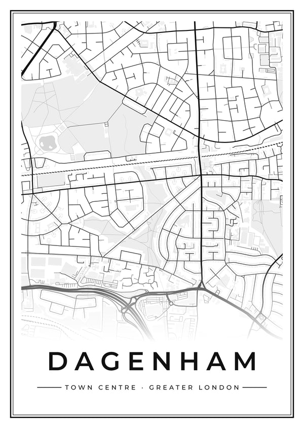 Dagenham Town Centre Street Map Poster