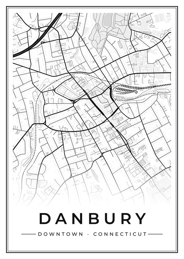 Danbury Downtown Street Map Poster
