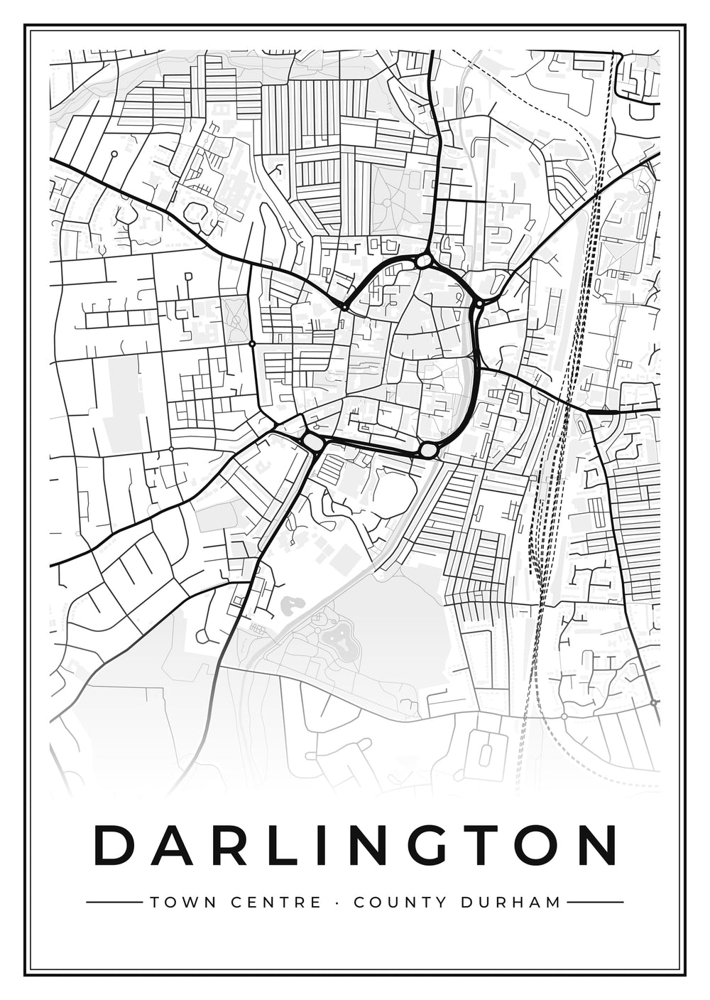 Darlington Town Centre Street Map Poster