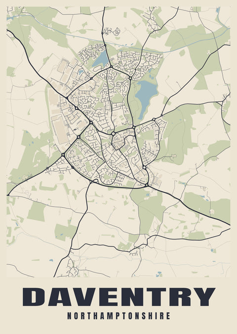 Daventry Street Map Poster