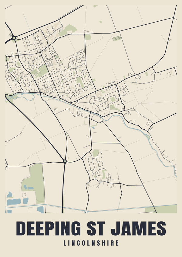 Deeping St James Street Map Poster