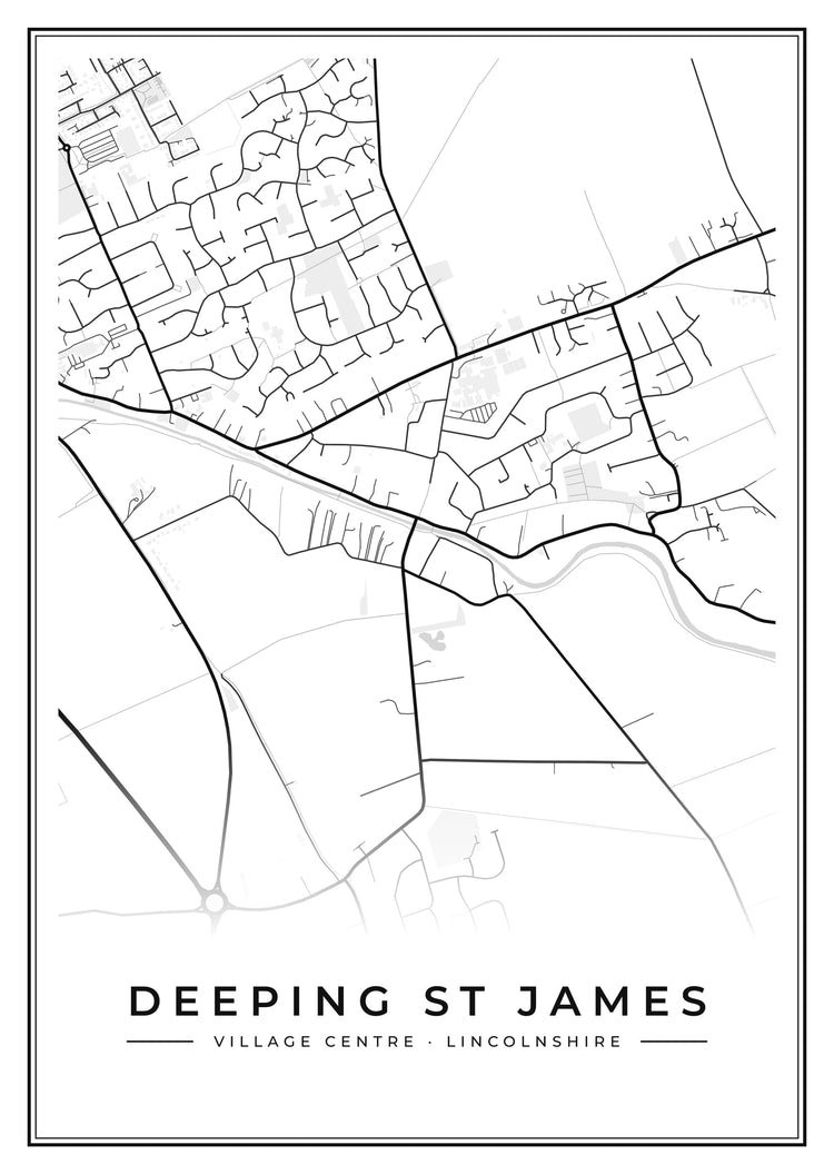 Deeping St James Village Centre Street Map Poster