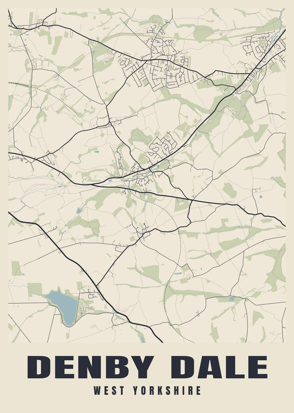 Denby Dale Street Map Poster
