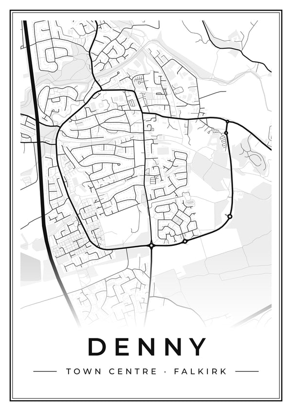 Denny Town Centre Street Map Poster