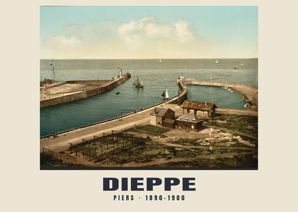 Piers, Dieppe — 1890–1900 · Vintage photochrom print