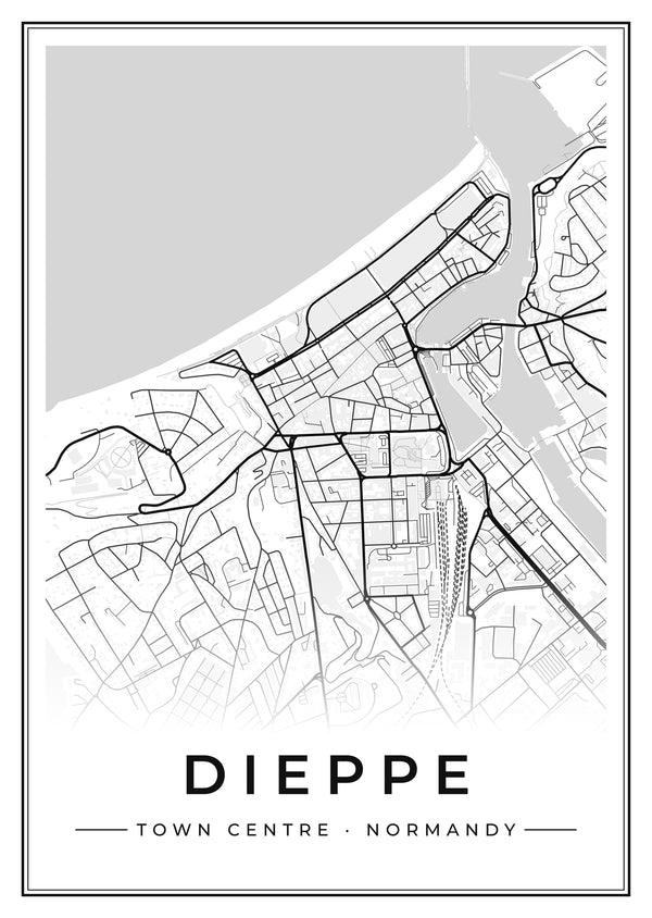 Dieppe Town Centre Street Map Poster