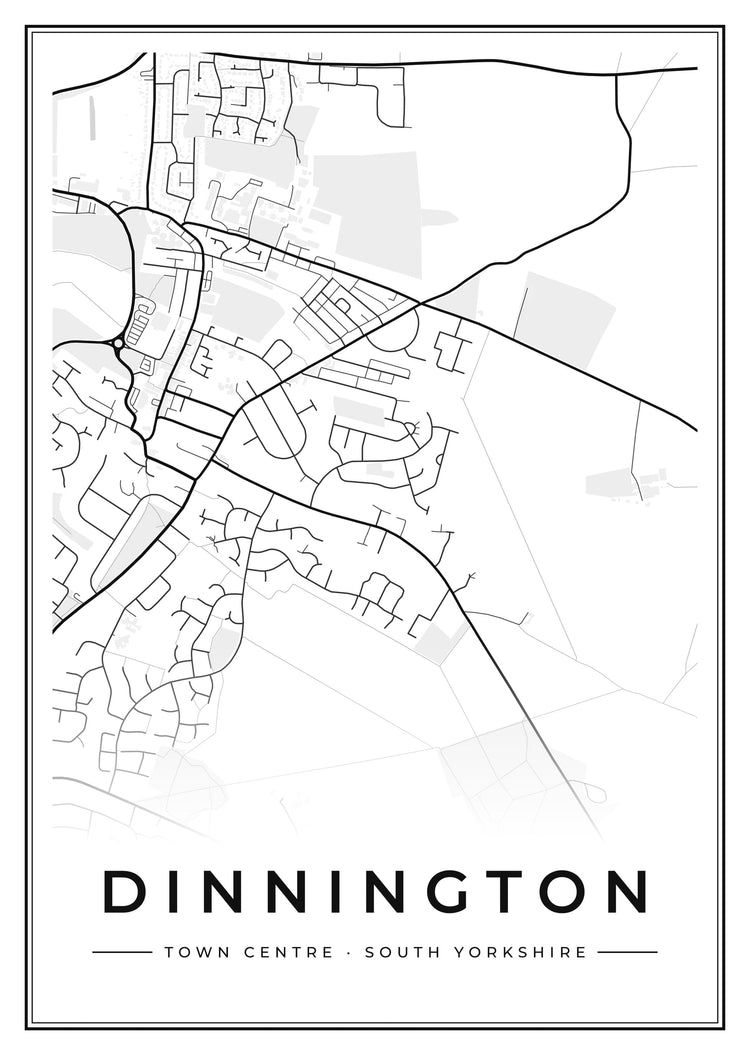 Dinnington Town Centre Street Map Poster