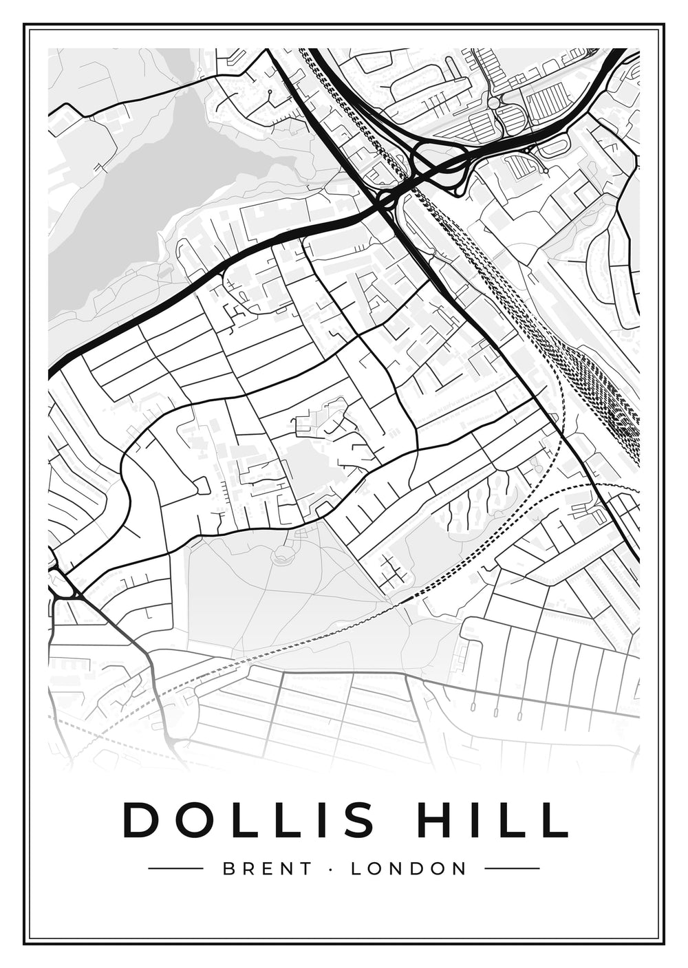 Dollis Hill Street Map Poster