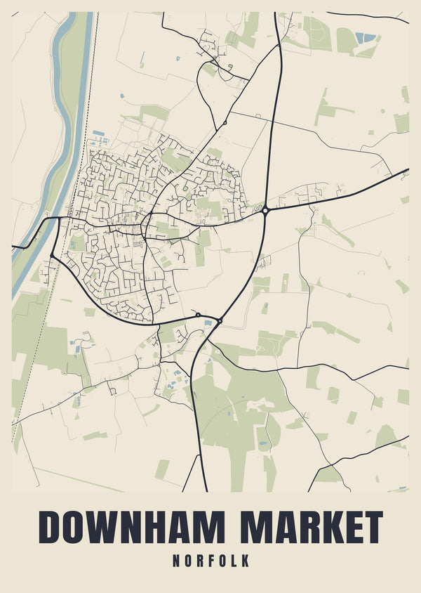 Downham Market Street Map Poster
