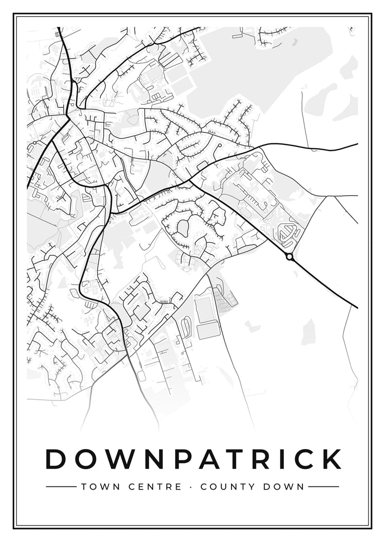Downpatrick Town Centre Street Map Poster