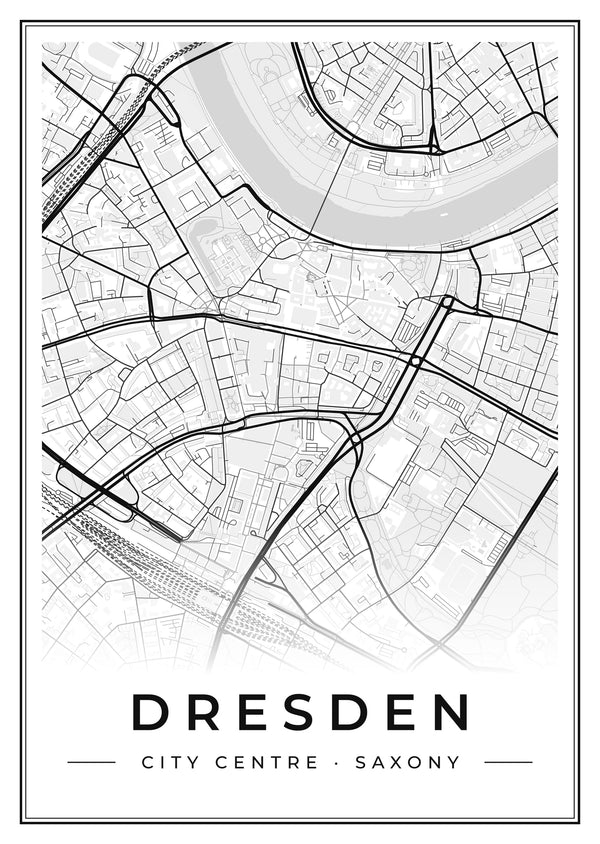Dresden City Centre Street Map Poster