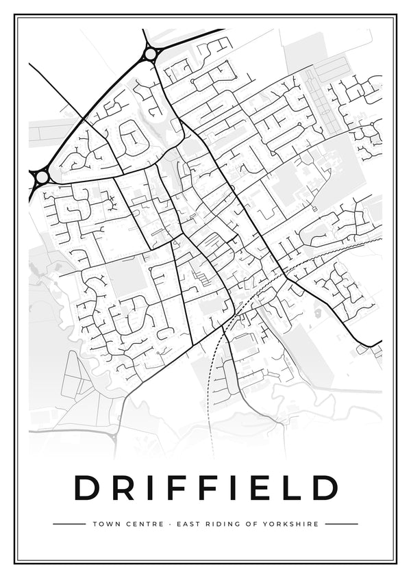 Driffield Town Centre Street Map Poster