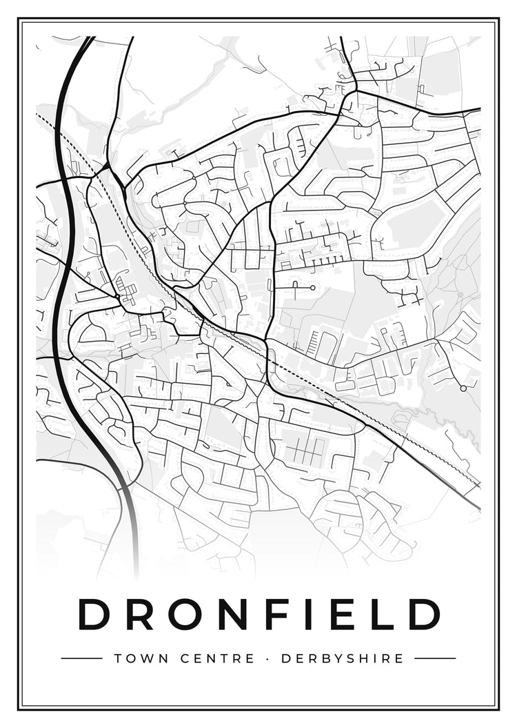 Dronfield Town Centre Street Map Poster