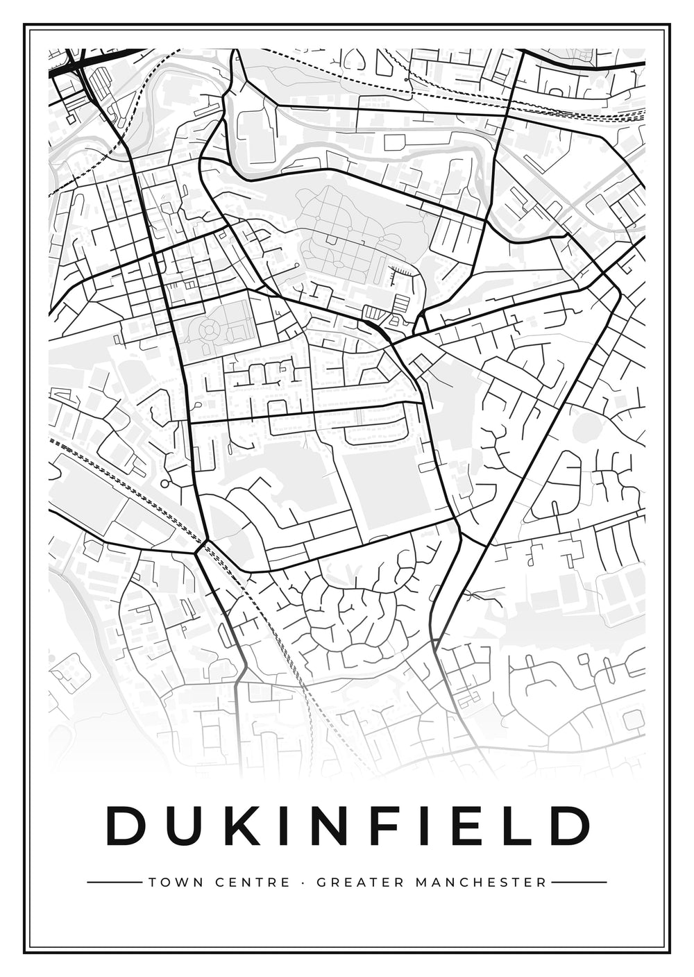 Dukinfield Town Centre Street Map Poster