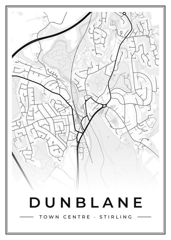 Dunblane Town Centre Street Map Poster