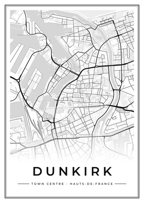 Dunkirk Town Centre Street Map Poster