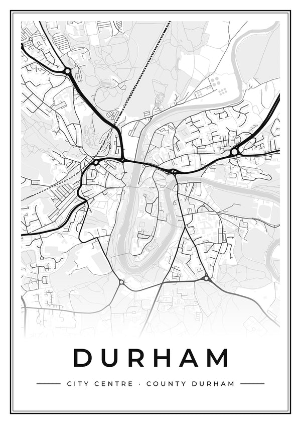Durham City Centre Street Map Poster
