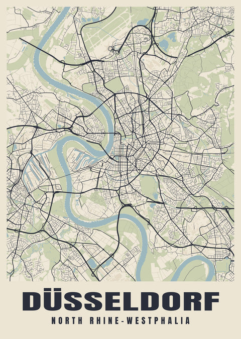 Düsseldorf Street Map Poster