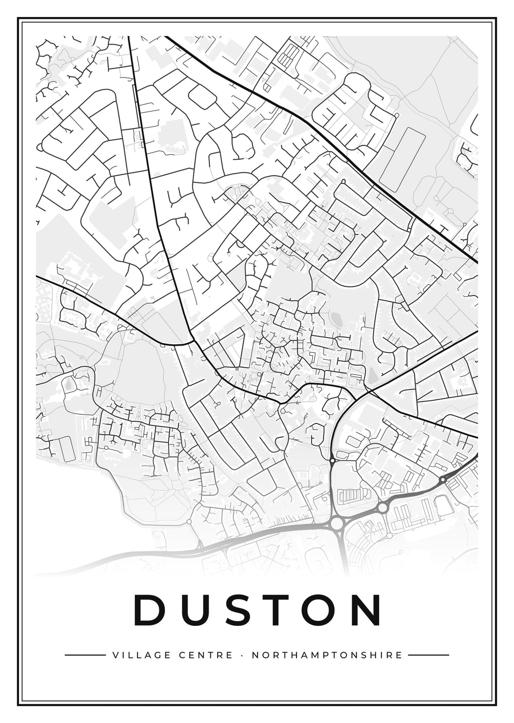 Duston Village Centre Street Map Poster