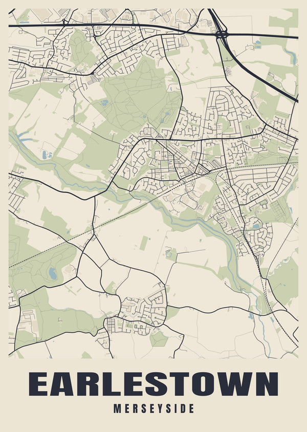 Earlestown Street Map Poster
