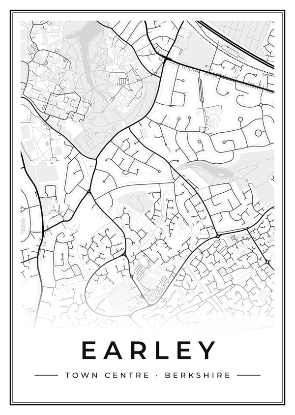 Earley Town Centre Street Map Poster