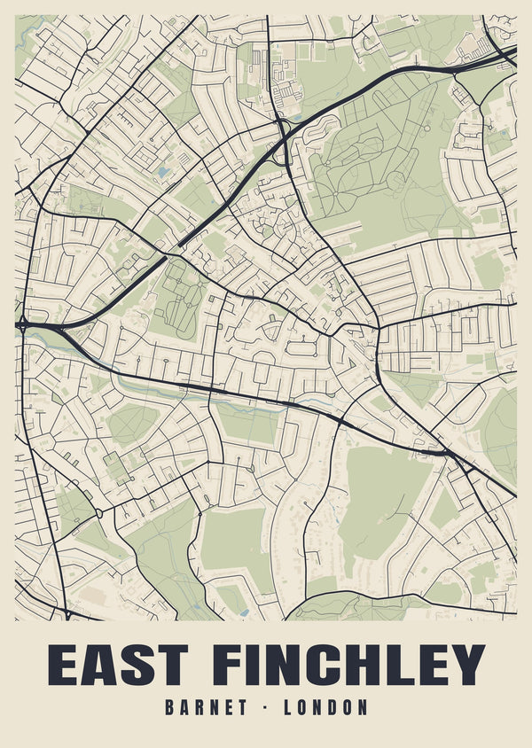 East Finchley Heritage Street Map Poster