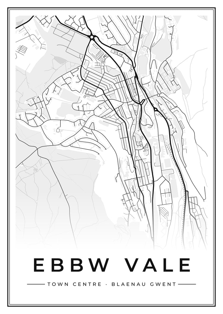 Ebbw Vale Town Centre Street Map Poster