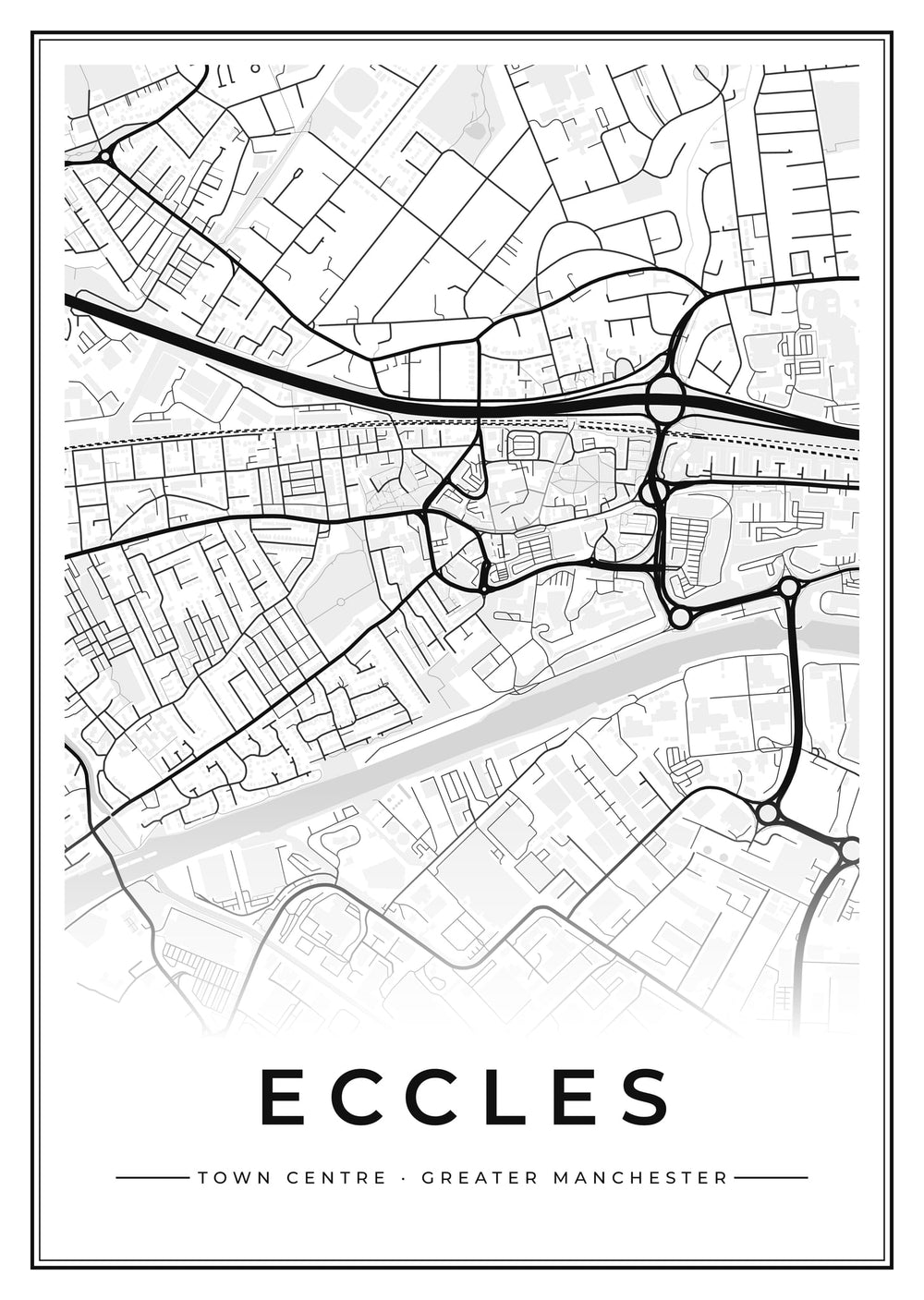 Eccles Town Centre Street Map Poster