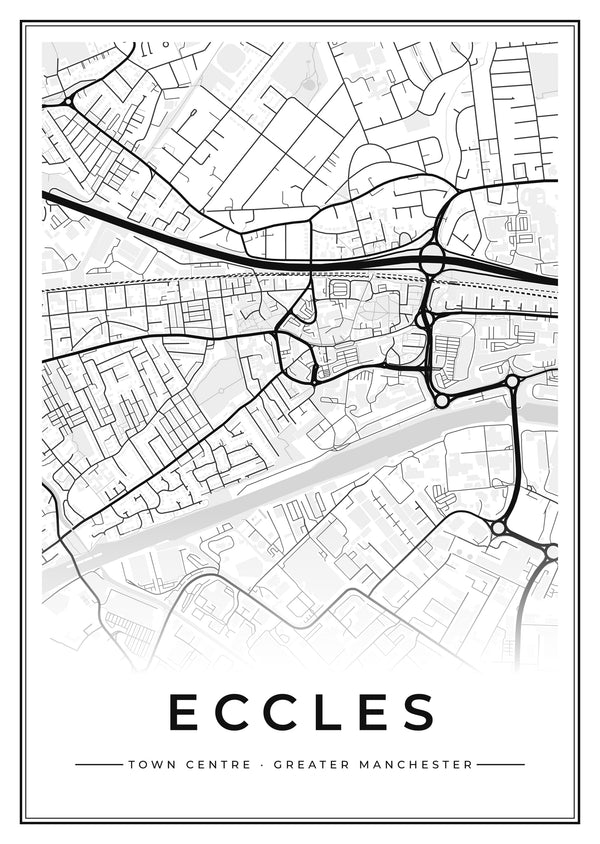 Eccles Town Centre Street Map Poster