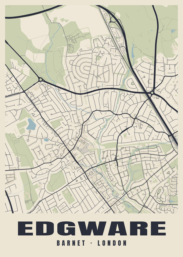 Edgware Heritage Street Map Poster