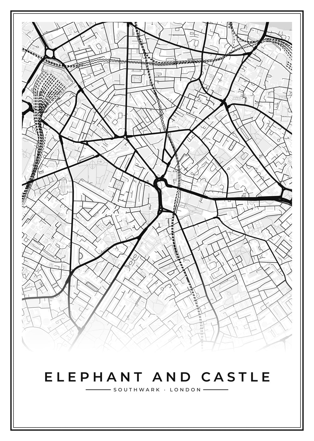 Elephant and Castle Street Map Poster