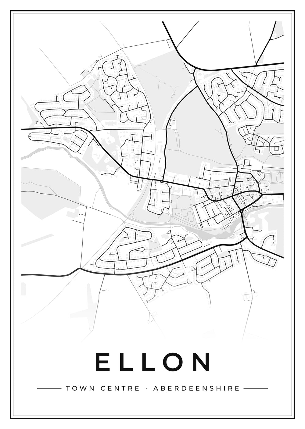 Ellon Town Centre Street Map Poster