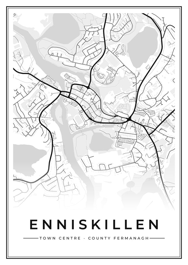 Enniskillen Town Centre Street Map Poster