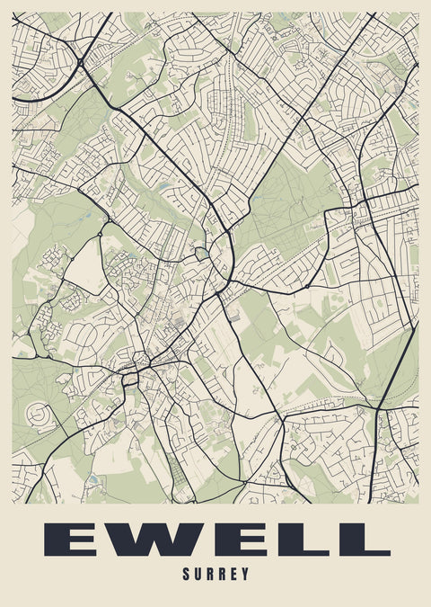 Ewell Street Map Poster