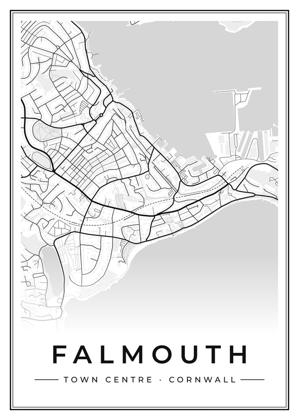 Falmouth Town Centre Street Map Poster