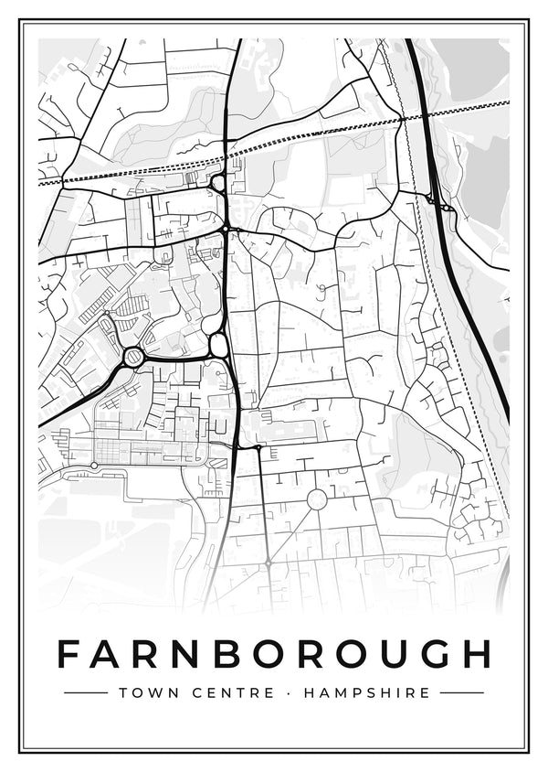 Farnborough Town Centre Street Map Poster