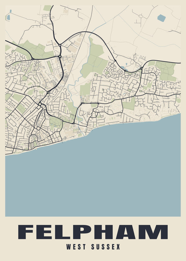 Felpham Street Map Poster