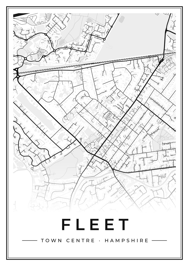 Fleet Town Centre Street Map Poster